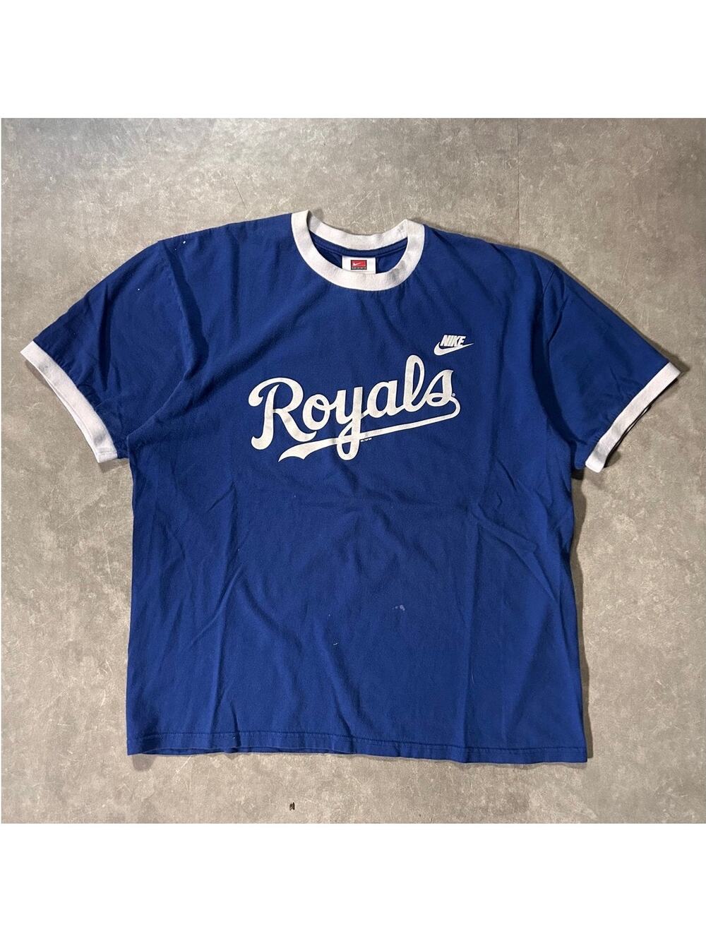 2000's Vintage Kansas City Royals Nike Script Blue Ringer T-Shirt -L